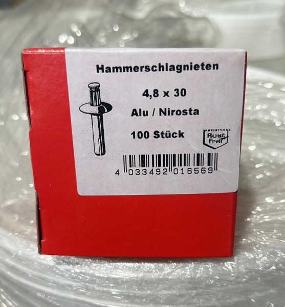 Hammerschlagnieten 4,8 x 30 rostfrei 100 Stück